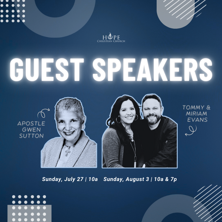 Guest Speakers

Apostle Gwen Sutton

Tommy & Miriam Evans

 
